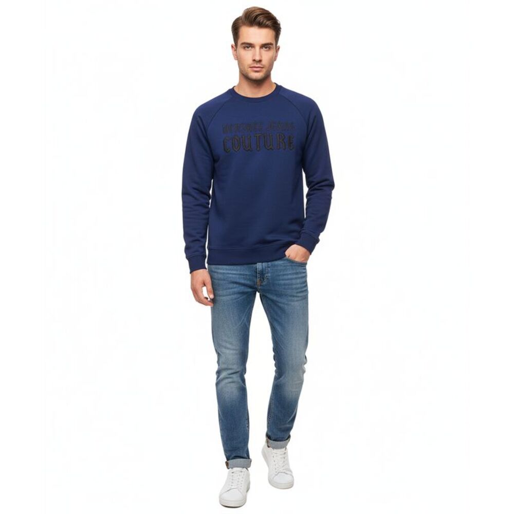 Versace Jeans Couture Steel Blue Cotton Mens Sweatshirt